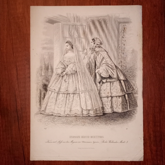 ❌️SOLD❌️Antique 1857 German Fashion Plate Herrmann Gerson's Modezeitung - Picture 10 of 11